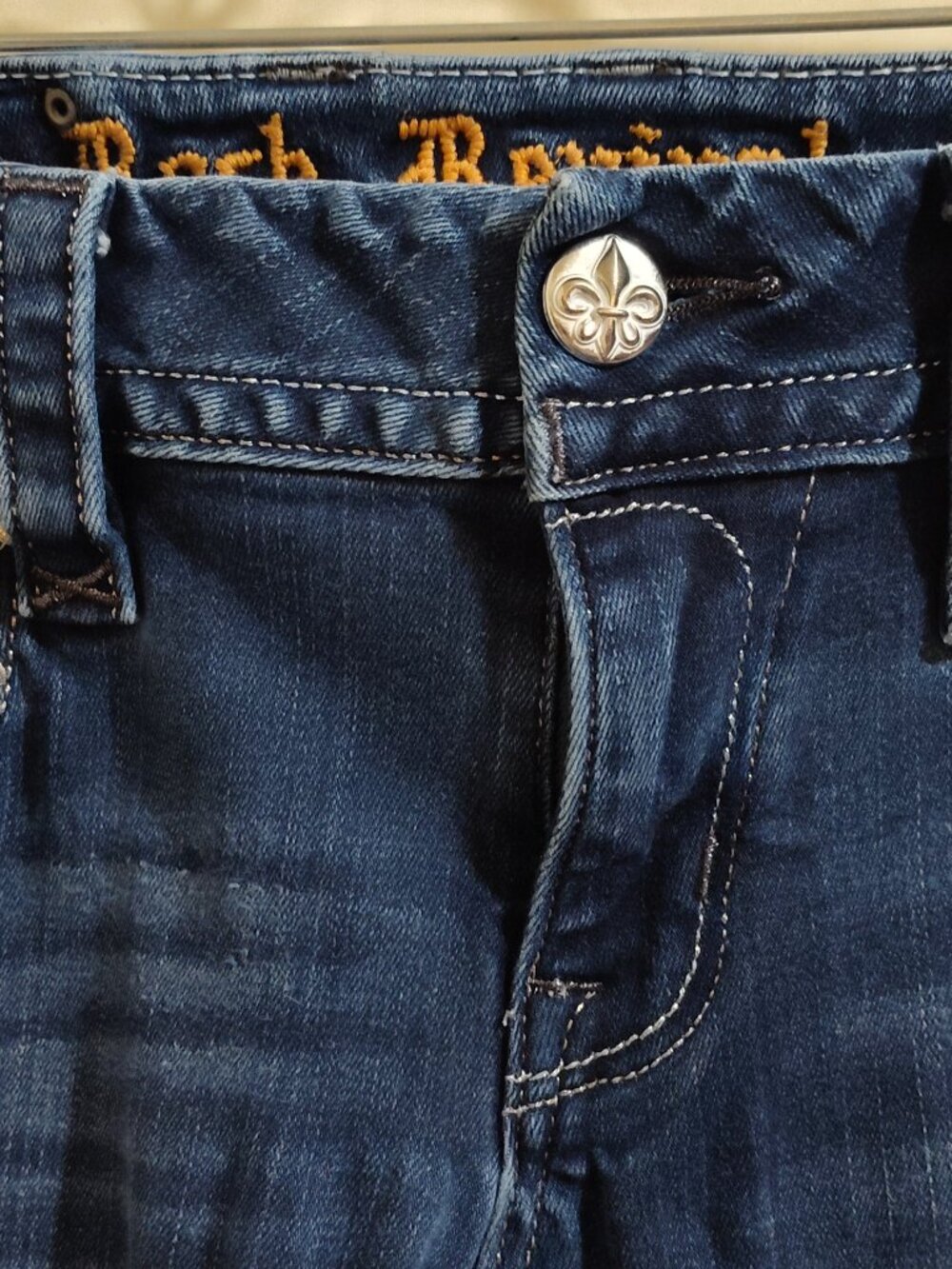 Rock Revival size 30 Fleur de Lis Flap back Pockets Designs Boot cut Jeans - Picture 2 of 14